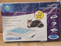 Front of sealed PetSafe ScoopFree disposable litter tray box