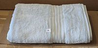 Folded ice blue bath sheet full view