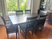 full view of table with six chairs around