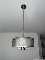 Pendant installed showing full drop and shade