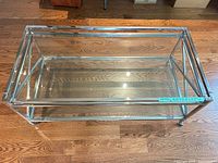 Top view of glass and chrome coffee table
