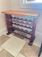 front angled view of full wooden wine rack