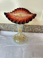 Side view showing pedestal and ruffled bowl