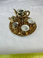 Complete tea set arranged on tray