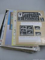 Stack of plastic-sleeved stock pages topped by New Zealand All Blacks miniature sheet and other album pages