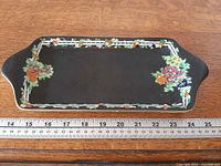 Top view of tray showing pattern, shape, ruler for scale