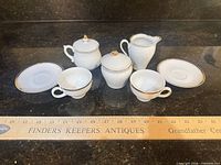 Full 7-piece Kahla porcelain tea set arranged together