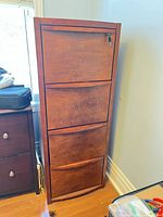 Full view of cherry 4-drawer vertical file cabinet