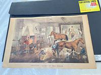 Full view of unframed Currier & Ives print on archival folder