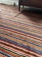 Top view showing full multicolour striped pattern and surface condition