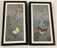 Front view of both framed butterfly prints side by side