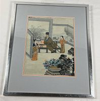 Full view of framed Chinese silk embroidery