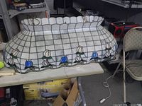 Front view of stained glass pool table lamp