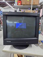 Front view of ViewSonic CRT monitor showing screen and base