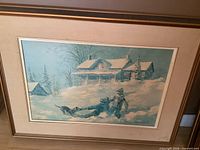 Full view of framed print showing art, mat, frame