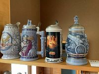 Group shot of all four collectible beer steins