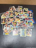 Overhead view of entire assortment of cards spread on table