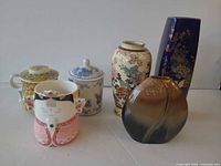All six ceramic pieces group overview