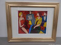 Framed artwork front view showing full frame and mat