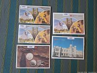 Fronts of five illustrated envelopes dated 1983–1987