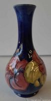 Full view of cobalt blue floral ceramic vase