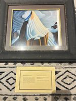 Front view of framed landscape print and certificate