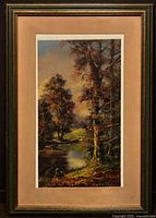 Full view of framed autumn landscape print