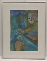 Full view of framed pastel painting with mat and frame