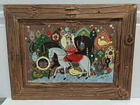 Front view of framed four-tile artwork
