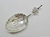 Overall view of ornate Dutch silver spoon