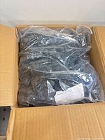 Closed carton with sealed inner bag of black rivet clips