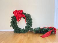 Wreath and garland full view on floor