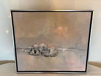 Full view of framed Andre Ingres acrylic seascape painting