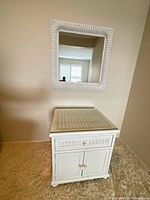 Nightstand front with mirror above
