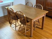 oak table with four Windsor chairs overall view
