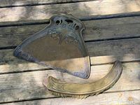 Tray and brush front view showing Art Nouveau design