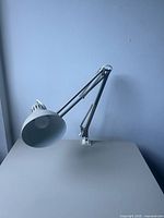 Full view of swing-arm lamp assembled on tabletop
