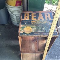 Front label end of fruit crate showing Bear Brand and Sunkist graphics