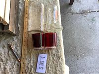 All four glass items with ruler for scale