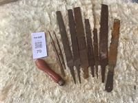 All ten files and wood handle laid out