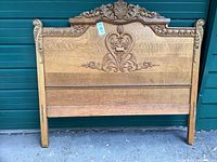 Front view of entire oak headboard