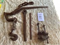 Group shot showing all farm hardware items laid out