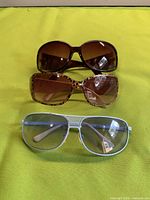 Front view of all three sunglasses