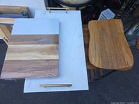 Top view of all three boards showing materials and handles