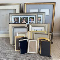 Group shot showing all picture frames arranged by size and finish