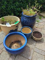 Group shot of all five planters showing colors and sizes