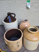 Group of five stoneware vessels