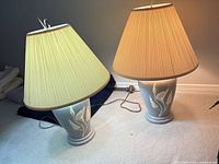 Both lamps with shades illuminated