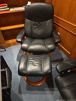 Front view of chair and ottoman