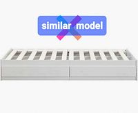Stock image of a similar white twin bed frame with two drawers